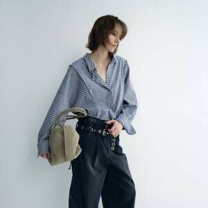 NEW TIME oversized check shirt in blue/white